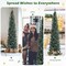 7 Feet Snowy Artificial Pencil Christmas Tree with Pine Cones and X-Shaped Metal Stand